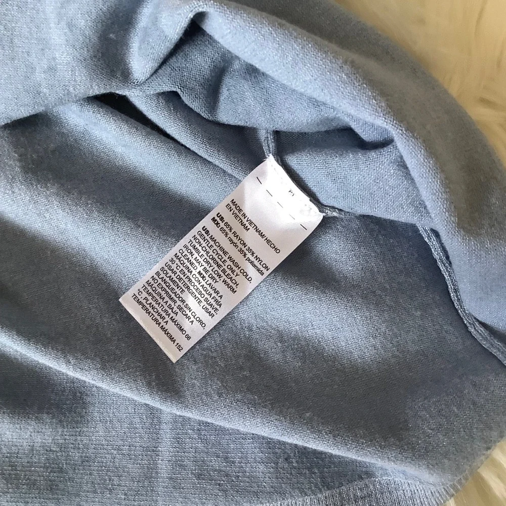 Chicos Blue Leaf Print Boat Neck Sweater Size 2 Large Rayon Blend Long Sleeve - Picture 13 of 13